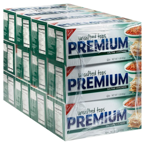 Galletas Premium Nabisco Saladas sin sal 1 libra, caja de 12 unidades - 00055