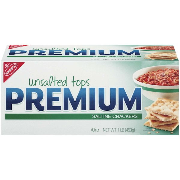 Galletas Premium Nabisco Saladas sin sal 1 libra, caja de 12 unidades - 00055
