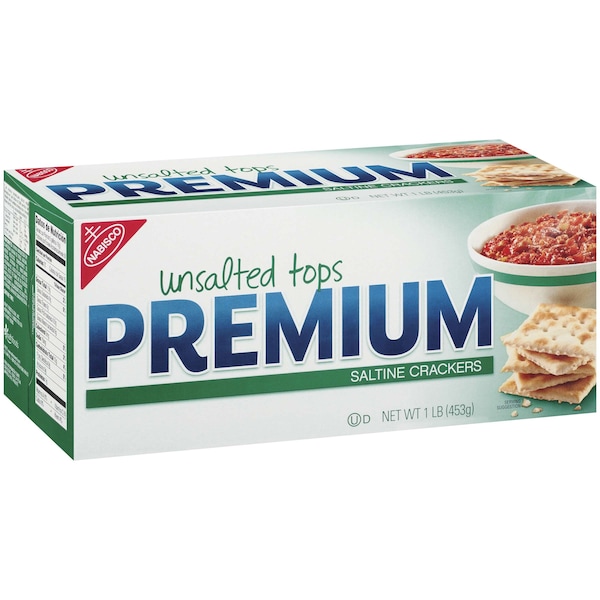 Galletas Premium Nabisco Saladas sin sal 1 libra, caja de 12 unidades - 00055
