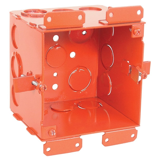 Southwire Electrical Box, 50 cu in, Square Box Type, 4 Gangs, Steel, Square Shape - 52181-OWRED