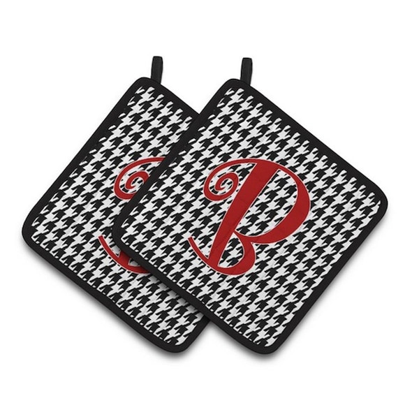 Carolines Treasures Monogram Initial B Houndstooth Black Pair of Pot Holders, 7.5 x 3 x 7.5 in. - CJ1035-BPTHD