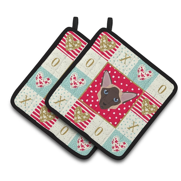 Carolines Treasures 7.5 x 7.5 in. Colorpoint Longhair Cat Love Pair of Pot Holders - CK5104PTHD