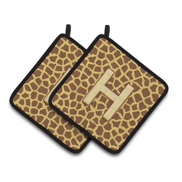 Carolines Treasures Monogram Initial H Giraffe Pair of Pot Holders, 7.5 x 3 x 7.5 in. - CJ1025-HPTHD