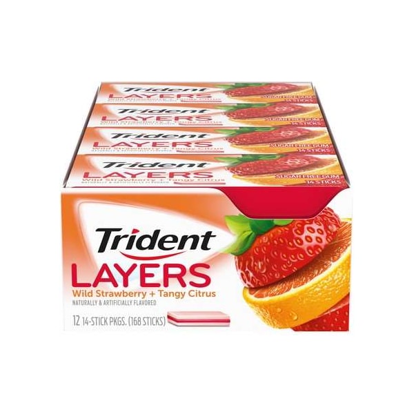 Trident Capas Wild Strawberry/Tangy Citrus Chicle 14 Piezas, PK144 - 60001
