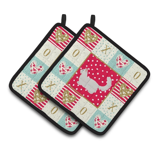 Carolines Treasures 7.5 x 7.5 in. Munchkin No.2 Cat Love Pair of Pot Holders - CK5651PTHD