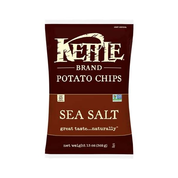 Papas fritas de papa de Kettle Foods con sal marina, 13 oz., paquete de 9 - 112233