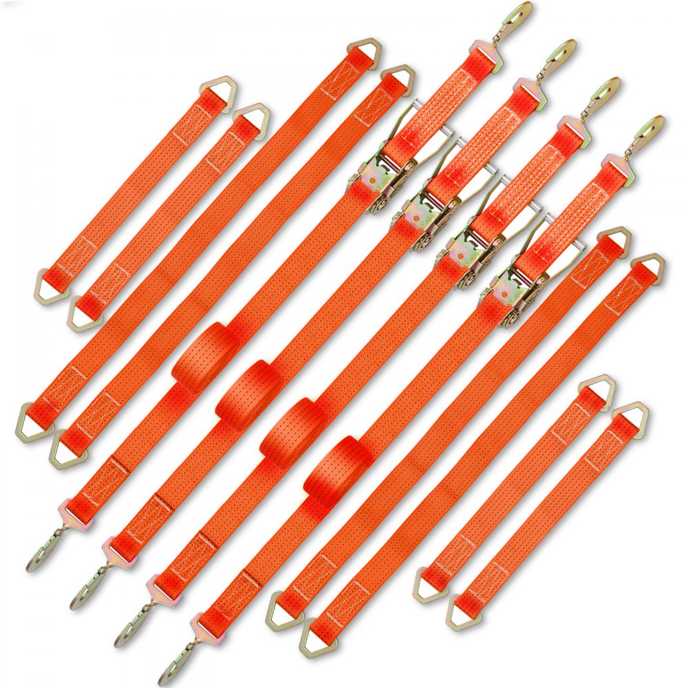 VEVOR Ratchet Tie Down Straps, 2'' x 15.6' Heavy Duty Ratchet Straps with Snap Hooks, 4000 lbs Working Load, 4 Pack Tie Down Set Includes 8 Axle Straps for Moving Motorcycle, Cargo & Daily Use - JLDCSSSGBDD12T3K7V0