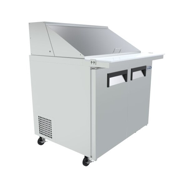Koolmore Stainless Steel Refrigerated Food Prep Station Table Two Doors with Hood Cover - SPTR-2D-10C-LT