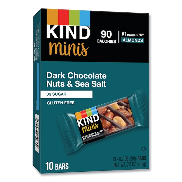 Kind Minis, Nueces de Chocolate Oscuro/Sal Marina, 0.7 oz, paquete de 10 - 27959