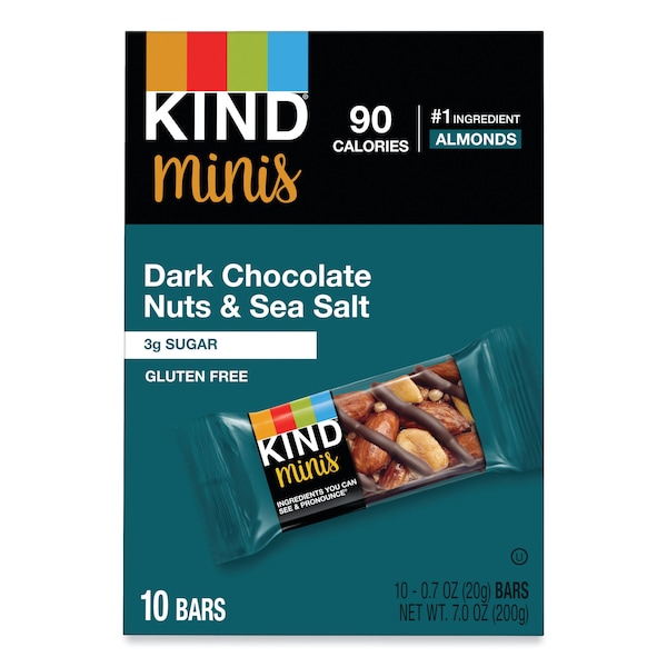 Kind Minis, Nueces de Chocolate Oscuro/Sal Marina, 0.7 oz, paquete de 10 - 27959
