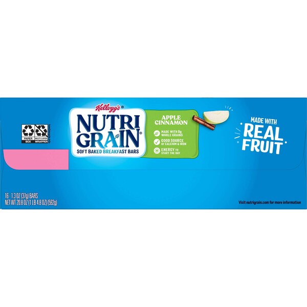 Kelloggs Kellogg's Barrita de cereal Nutri-Grain sabor Manzana Canela 1.3 oz., paquete con 48 unidades - 3800035645