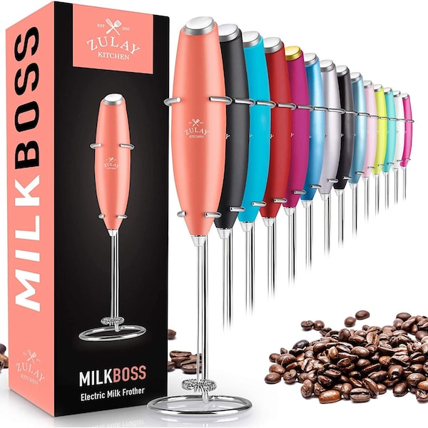 Zulay Kitchen Milk Frother  Peaches  Cream - ZULB07T7K2PV5