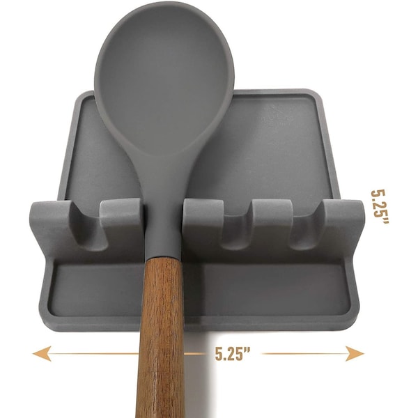 Zulay Kitchen Zulay Utensil Rest w Drip Pad Silicone  Dark Grey - ZULB07PVBS863