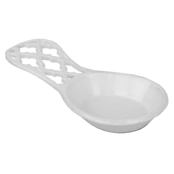 Home Basics Lattice Collection Cast Iron Spoon Rest, White - SR45361