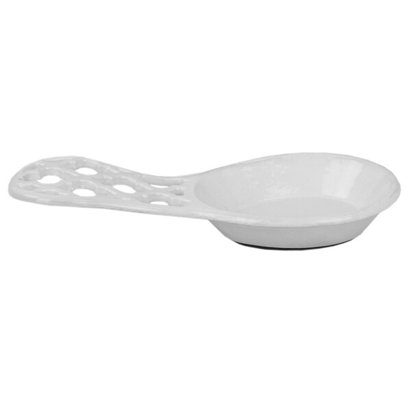 Home Basics Lattice Collection Cast Iron Spoon Rest, White - SR45361