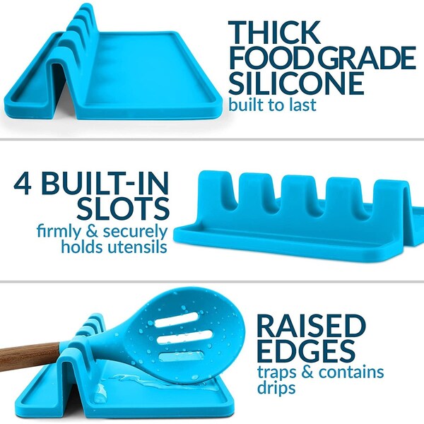 Zulay Kitchen Zulay Utensil Rest w Drip Pad Silicone  Blue - ZULB082MR2N4Z