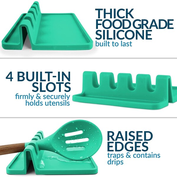 Zulay Kitchen Zulay Utensil Rest w Drip Pad Silicone  Spring Green - ZULB089LT2ZRD