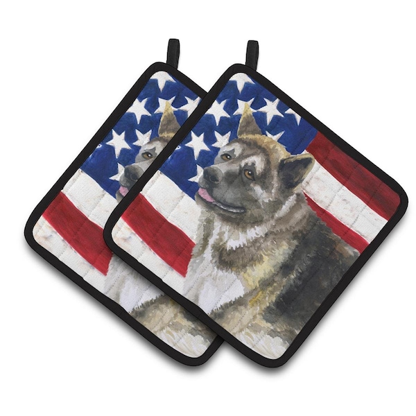 Carolines Treasures American Akita Patriotic Pair of Pot Holders - BB9669PTHD