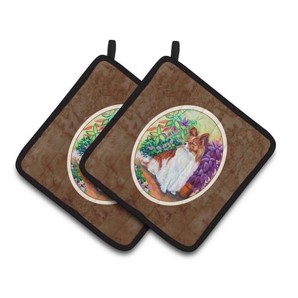 Carolines Treasures Papillon Pair of Pot Holders, 7.5 x 3 x 7.5 in. - 7274PTHD