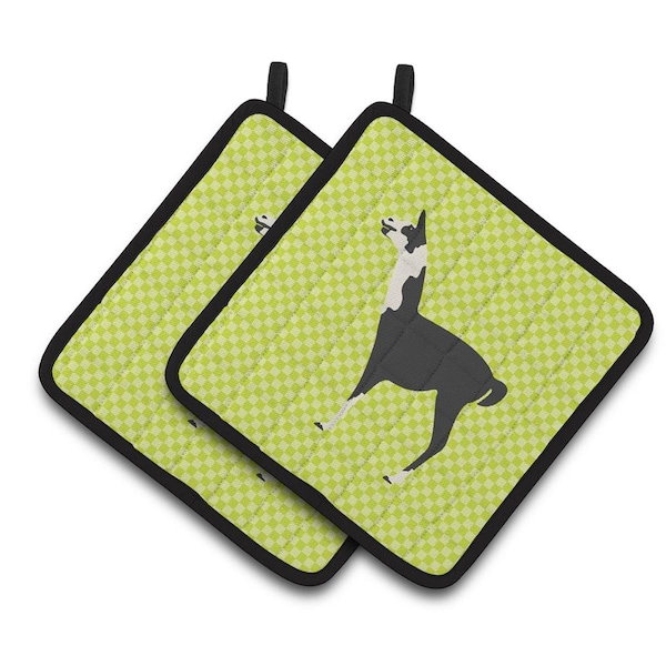 Carolines Treasures Llama Q Ara Green Pair of Pot Holders - BB7744PTHD