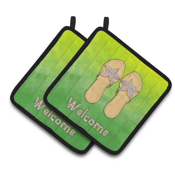 Carolines Treasures Flip Flops Welcome Pair of Pot Holders - BB7454PTHD