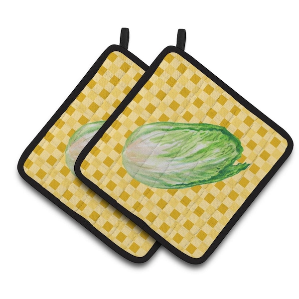 Carolines Treasures Chinese Cabbage on Basketweave Pair of Pot Holders - BB7196PTHD