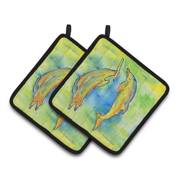 Carolines Treasures Dolphin Pair of Pot Holders, 7.5 x 3 x 7.5 in. - 8380PTHD