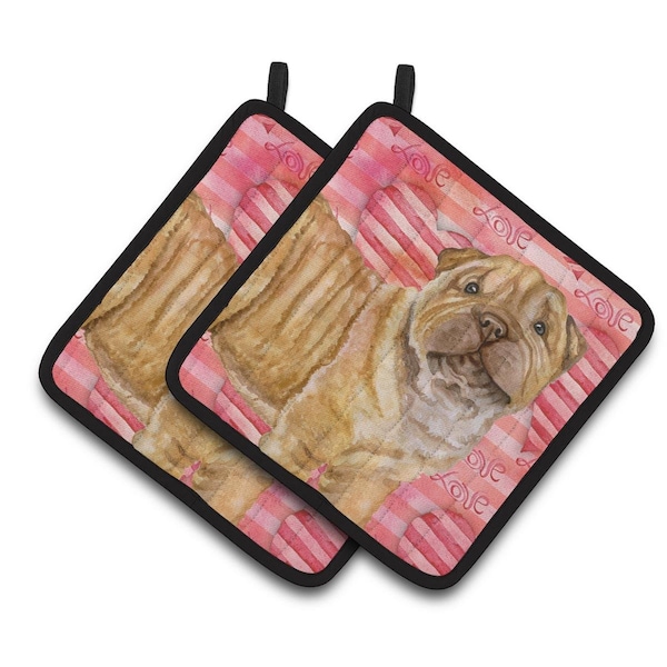 Carolines Treasures Shar Pei Puppy Love Pair of Pot Holders - BB9806PTHD