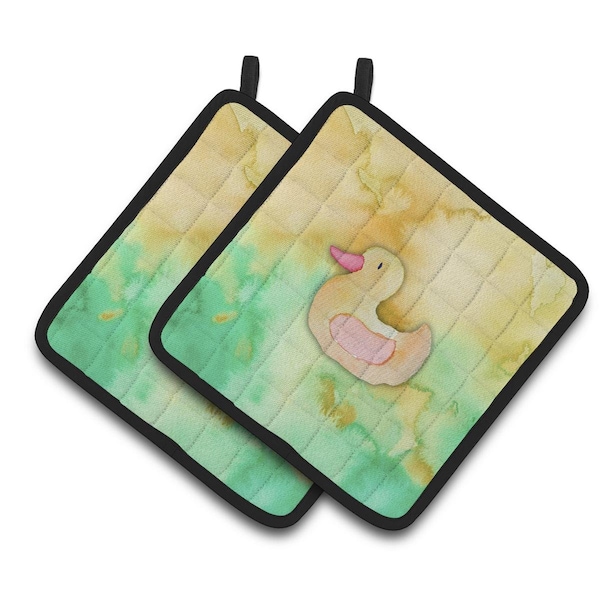 Carolines Treasures Rubber Duckie Watercolor Pair of Pot Holders - BB7351PTHD