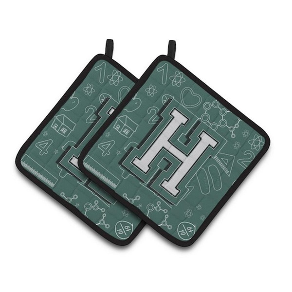 Carolines Treasures Letter H Back to School Initial Pair of Pot Holders, 7.5 x 3 x 7.5 in. - CJ2010-HPTHD