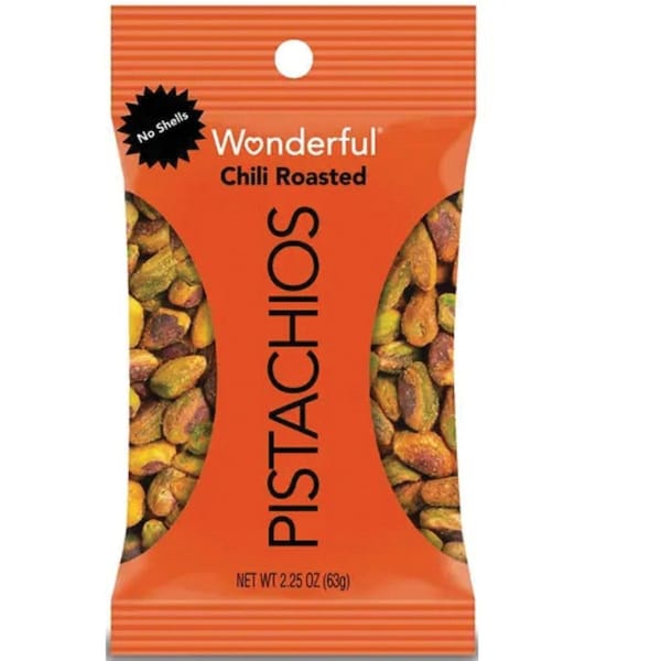 Pistaches Paramount Farms, Chile, 2.25 oz, 3-7/10"x1-1/10"x6-2/5", 8/BX, Paquete de Michigan - PAM91087