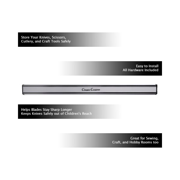 Hastings Home 22-inch Magnetic Knife Storage Strip Aluminum Bar with Heavy Duty Magnets, Safe Storage for Utensils - 467241LEY