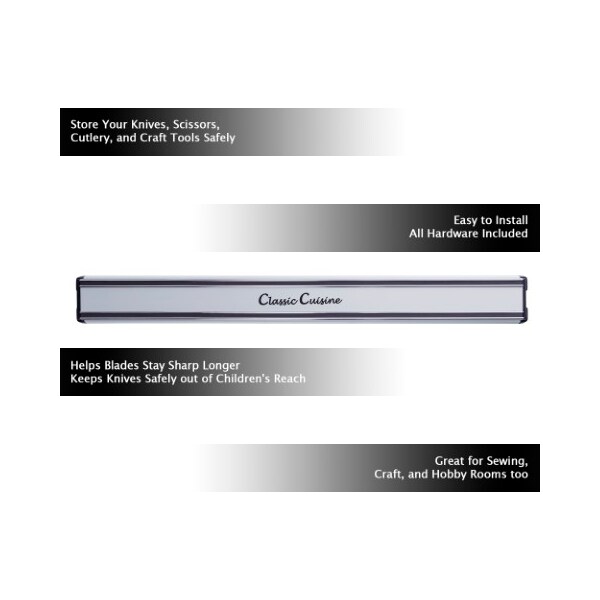 Hastings Home 16-inch Magnetic Knife Storage Strip Aluminum Bar with Heavy Duty Magnets, Safe Storage for Utensils - 327197GWH