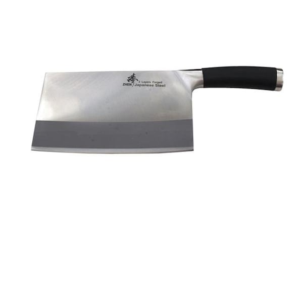 Zhen ZHEN A1T VG-10 Series 3-Layer Forged 8 in. TPR Handle Slicer Chopping Chef Butcher Knife Cleaver; Large - A1T