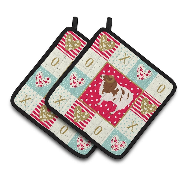 Carolines Treasures 7.5 x 7.5 in. Jacob Sheep Love Pair of Pot Holders - CK5402PTHD