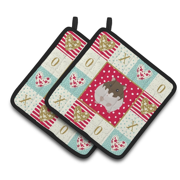 Carolines Treasures 7.5 x 7.5 in. Dzungarian Hamster Love Pair of Pot Holders - CK5440PTHD