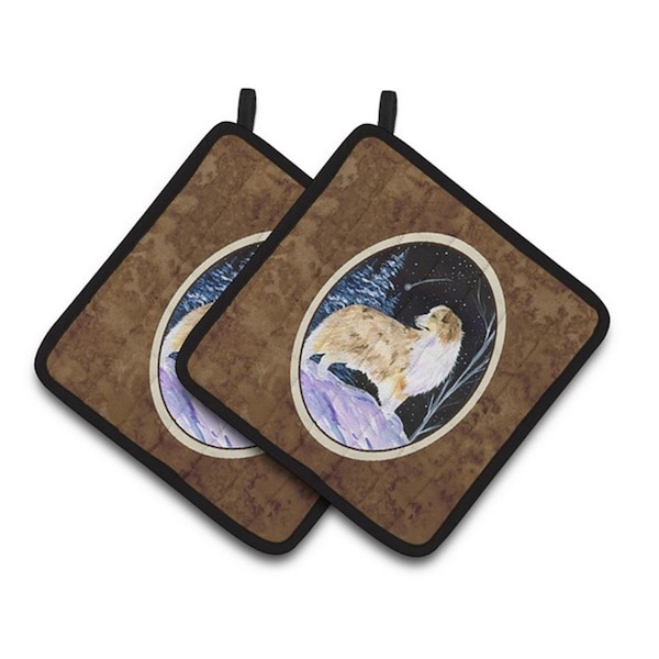 Carolines Treasures Starry Night Australian Shepherd Pair of Pot Holders, 7.5 x 3 x 7.5 in. - SS8359PTHD