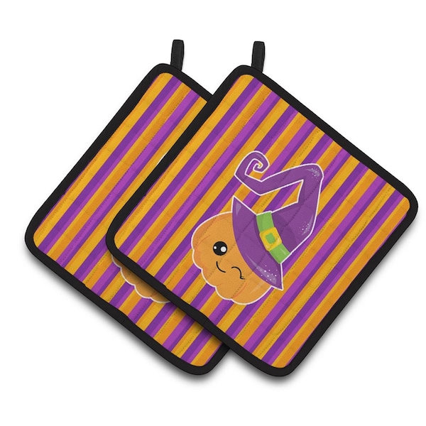 Carolines Treasures Halloween Pumpkin Witch Pair of Pot Holders - BB6967PTHD