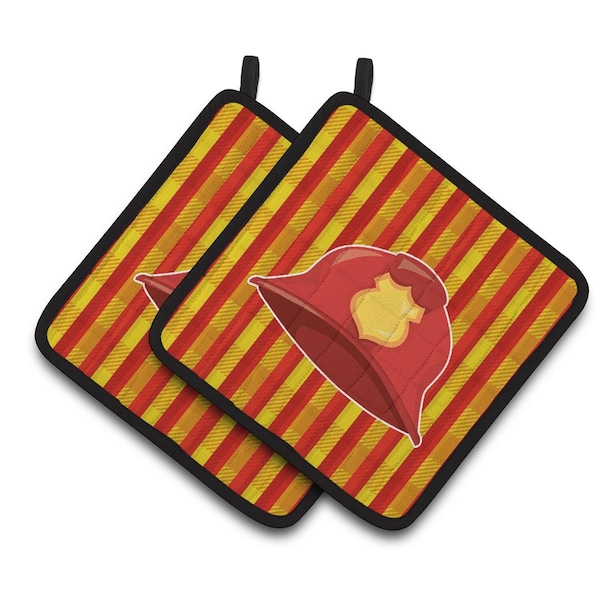 Carolines Treasures Firemans Hat Pair of Pot Holders - BB6997PTHD