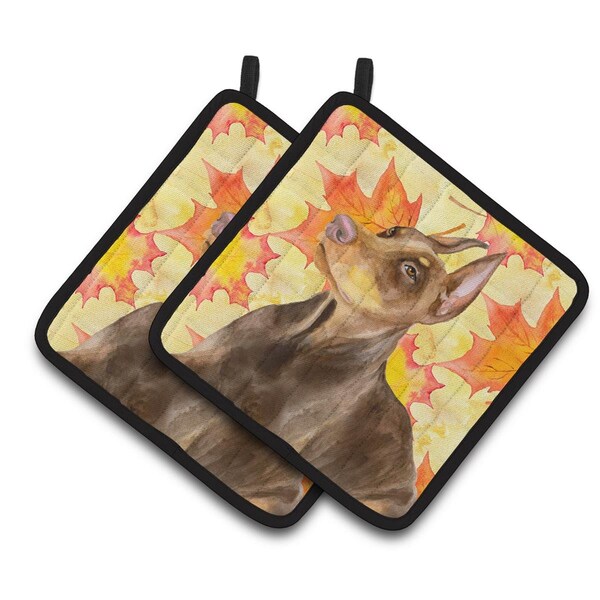 Carolines Treasures Doberman Pinscher Fall Pair of Pot Holders - BB9970PTHD