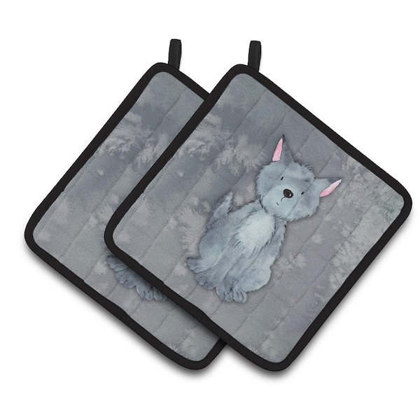 Carolines Treasures Wolf Watercolor Pair of Pot Holders - BB7398PTHD