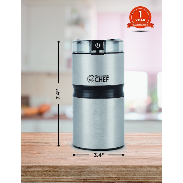 Commercial Chef Electric Coffee Grinder Spice Grinder - Stainless Steel Blades Grinder - CHCG21SSA6
