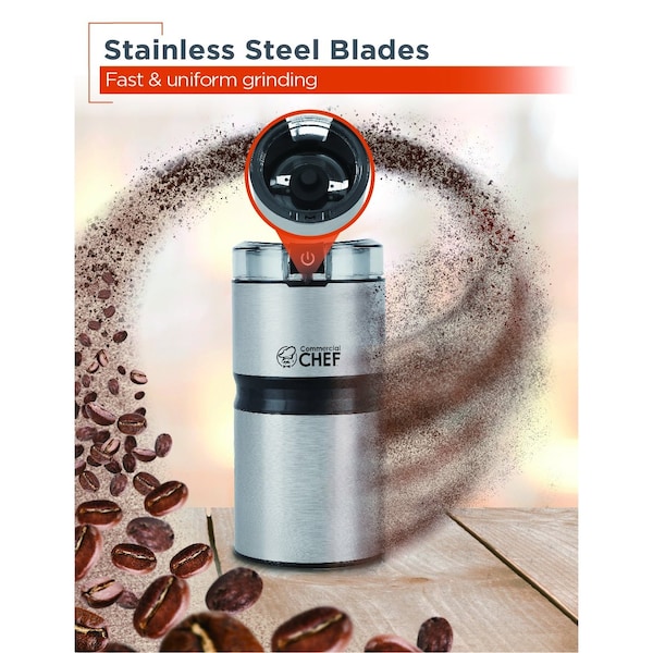 Commercial Chef Electric Coffee Grinder Spice Grinder - Stainless Steel Blades Grinder - CHCG21SSA6