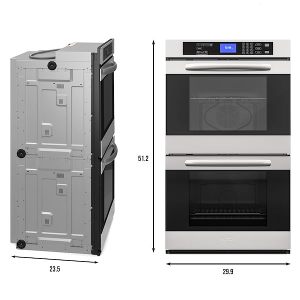 Koolmore Stainless Steel Premium Convection Oven (Double Unit) with 7 Cooking/Baking Modes in Silver - KM-WO30D-SS