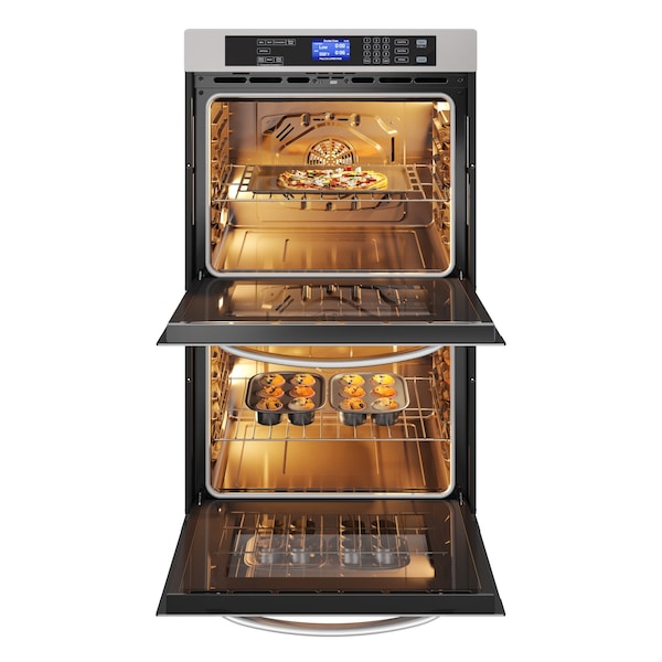 Koolmore Stainless Steel Premium Convection Oven (Double Unit) with 7 Cooking/Baking Modes in Silver - KM-WO30D-SS