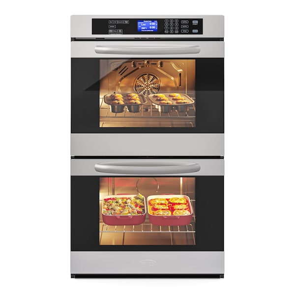 Koolmore Stainless Steel Premium Convection Oven (Double Unit) with 7 Cooking/Baking Modes in Silver - KM-WO30D-SS