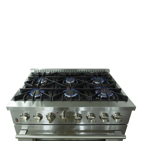 Forno Galiano Gold Professional 36In. Freestanding Dual Fuel Range - FFSGS6156-36
