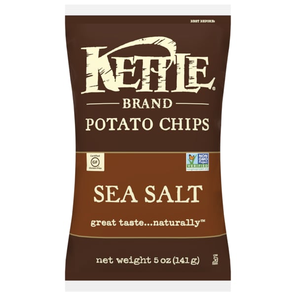 Kettle Foods Papas Fritas de Papa con Sal Marina 5 oz., Paquete de 8 - 109575