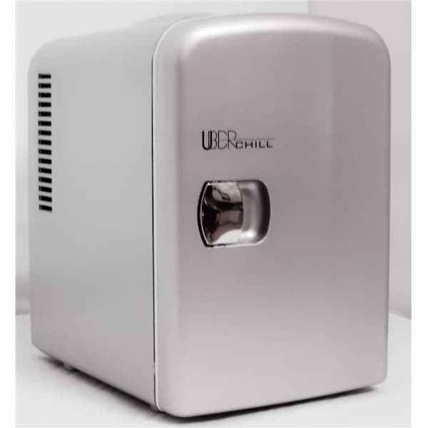 Uber Appliance Uber Appliance UB-CH1-SILVER Chill 6 Can Retro Personal Mini Fridge for Bedroom; Office or Dorm - Silver - UB-CH1-SILVER