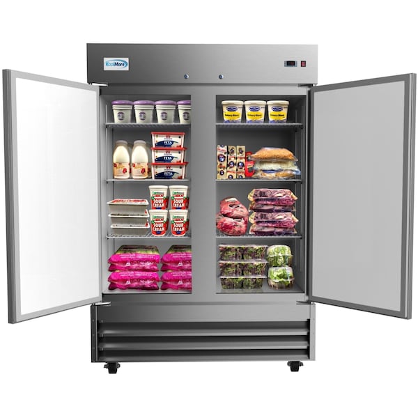 Koolmore 54" 2 Door Stainless Steel Commercial Reach-In Refrigerator Cooler  - 47 cu. ft - RIR-2D-SS